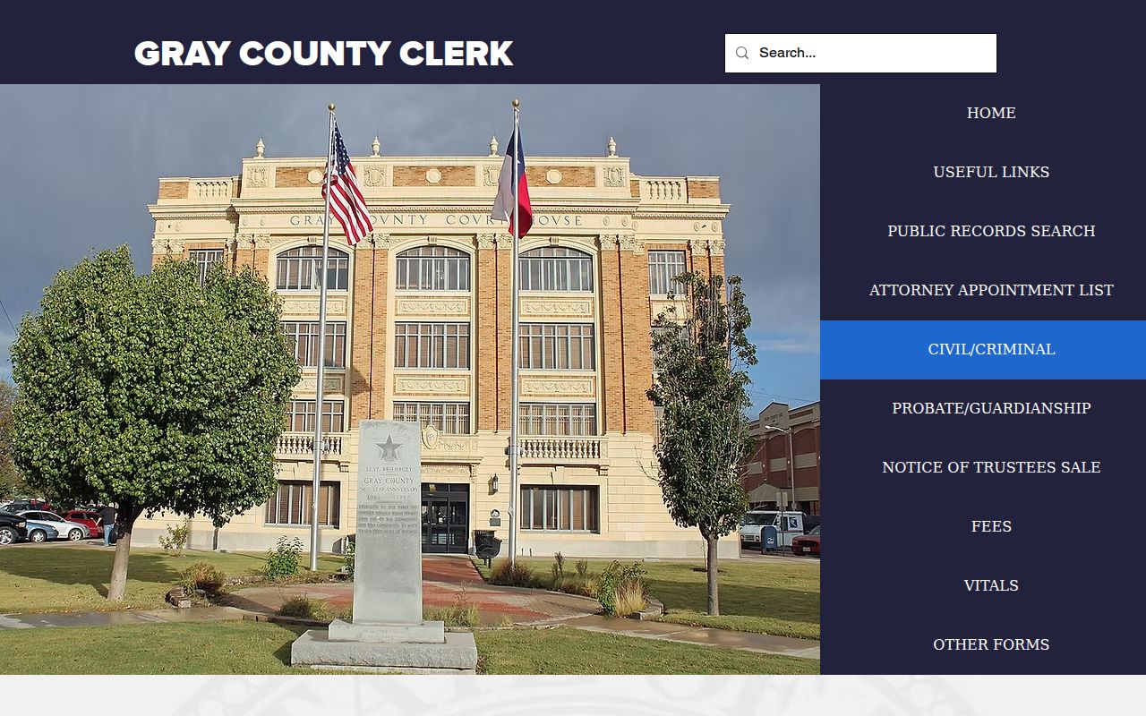 Gray County Clerk civil filing webpage